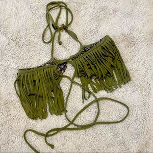 Acacia Ibiza fringe bandeau bikini top
